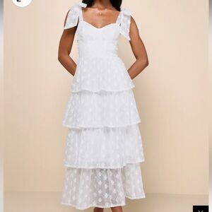 Lulu's White Tiered Midi Dress